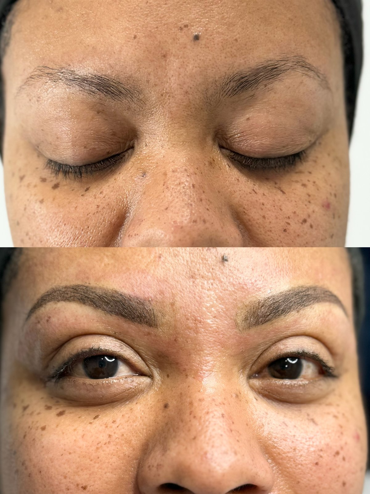 Powder ombre brows healed result Grand Prairie permanent makeup